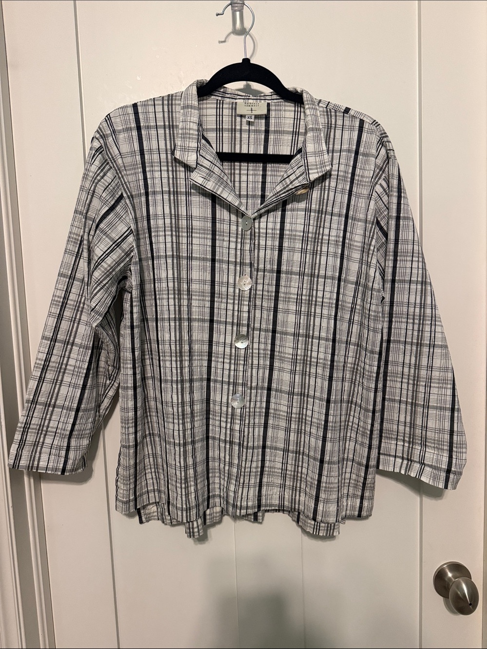 Relaxed Black & White Plaid Button-Down Shirt